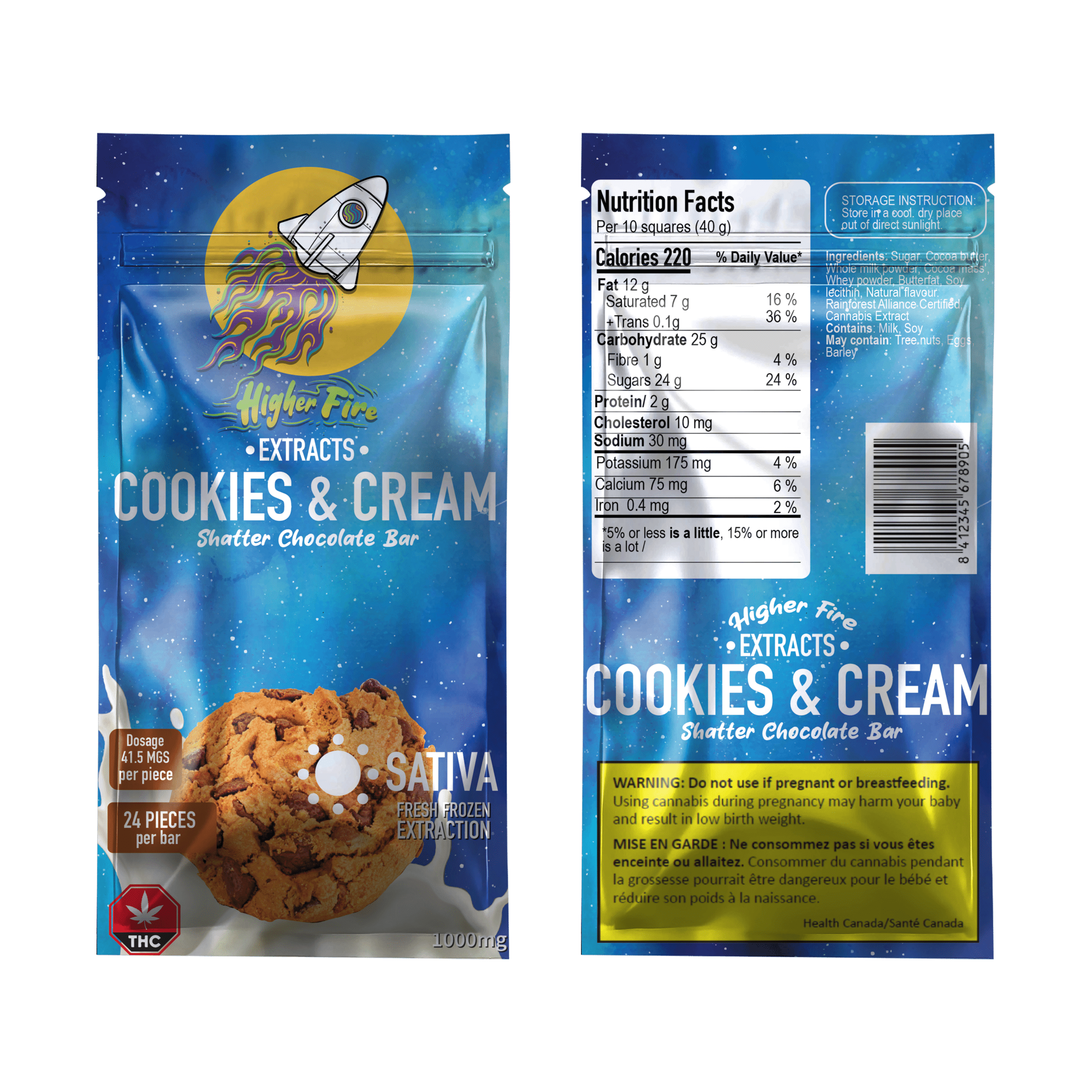 COOKIES AND CREAM SHATTER BAR - SATIVA - 1000 MGS