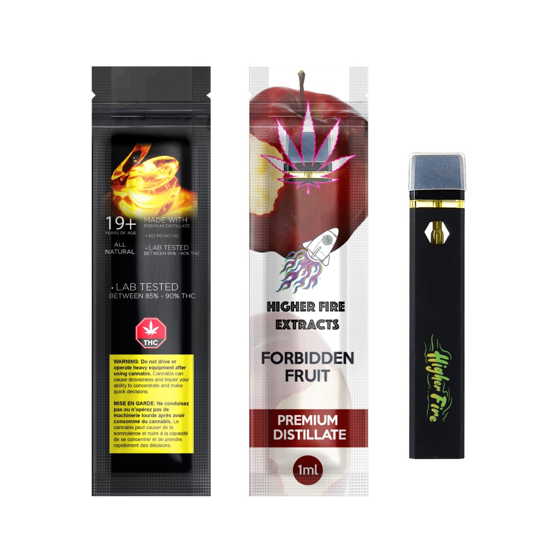 Photographie source: [ ] Higher Fire Full Disposable Pen – Forbiden Fruit – Indica