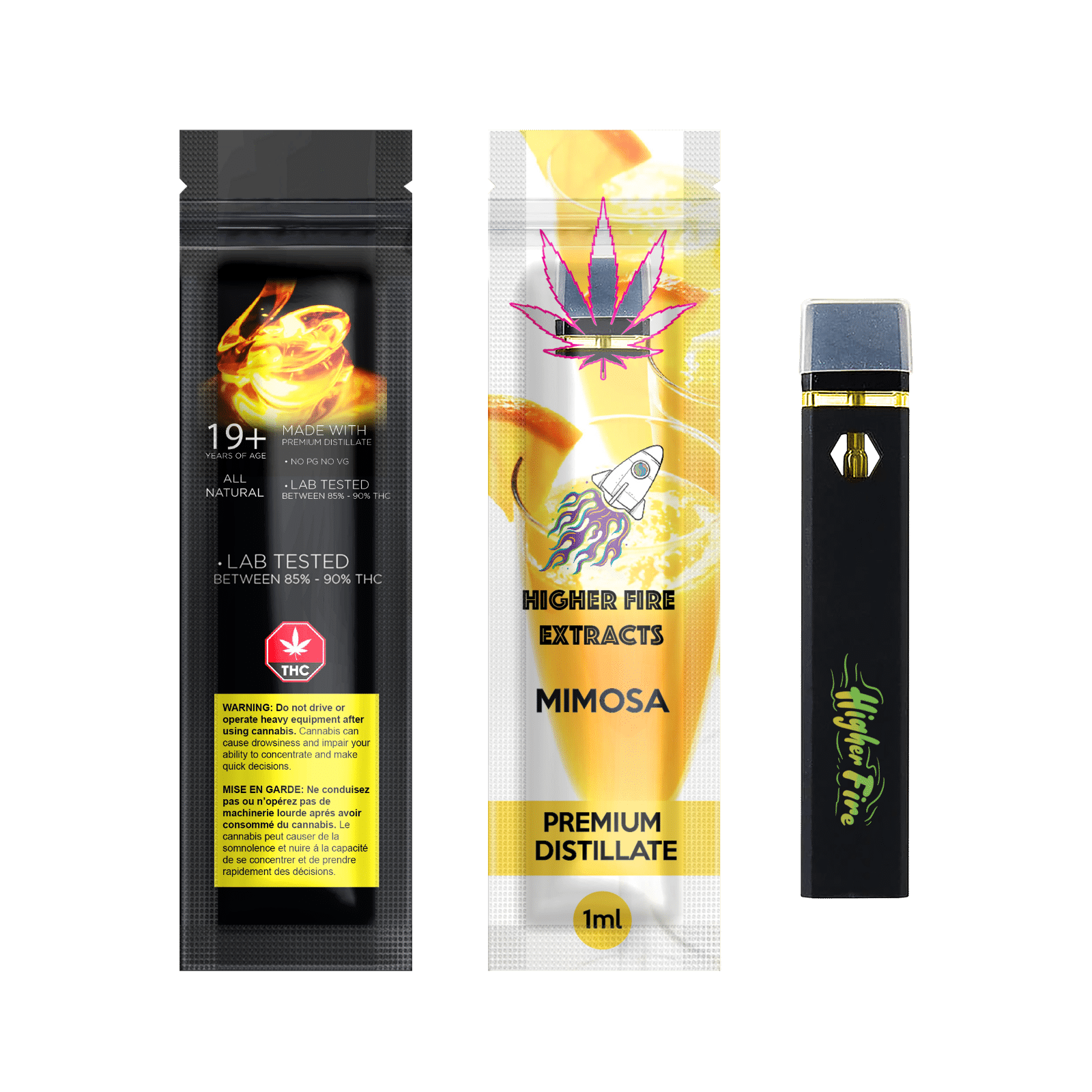 Photographie source: [ ] Higher Fire Full Disposable Pen – Mimosa – Hybrid