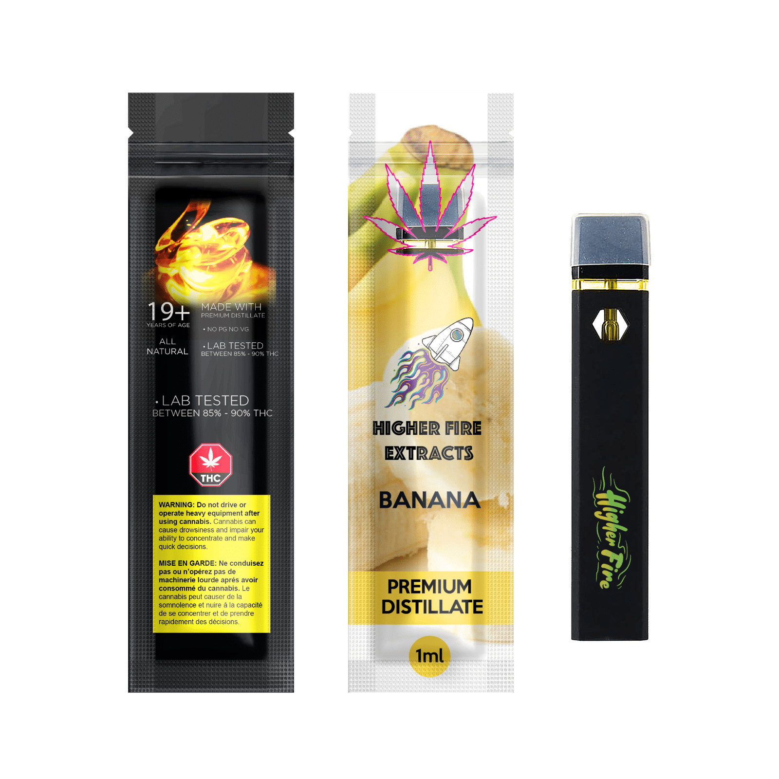 Photographie source: [ ] Higher Fire Full Disposable Pen – Banana – Sativa