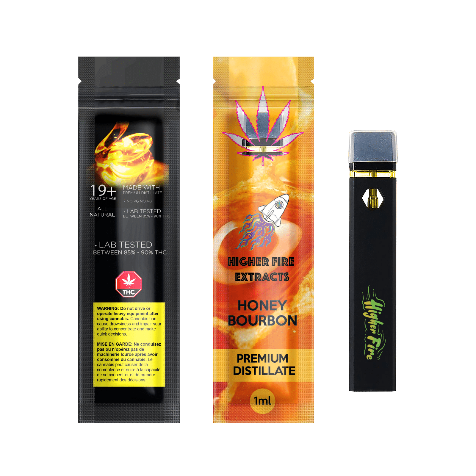 Photographie source: [ ] Higher Fire Full Disposable Pen – Honey Bourbon – Hybrid