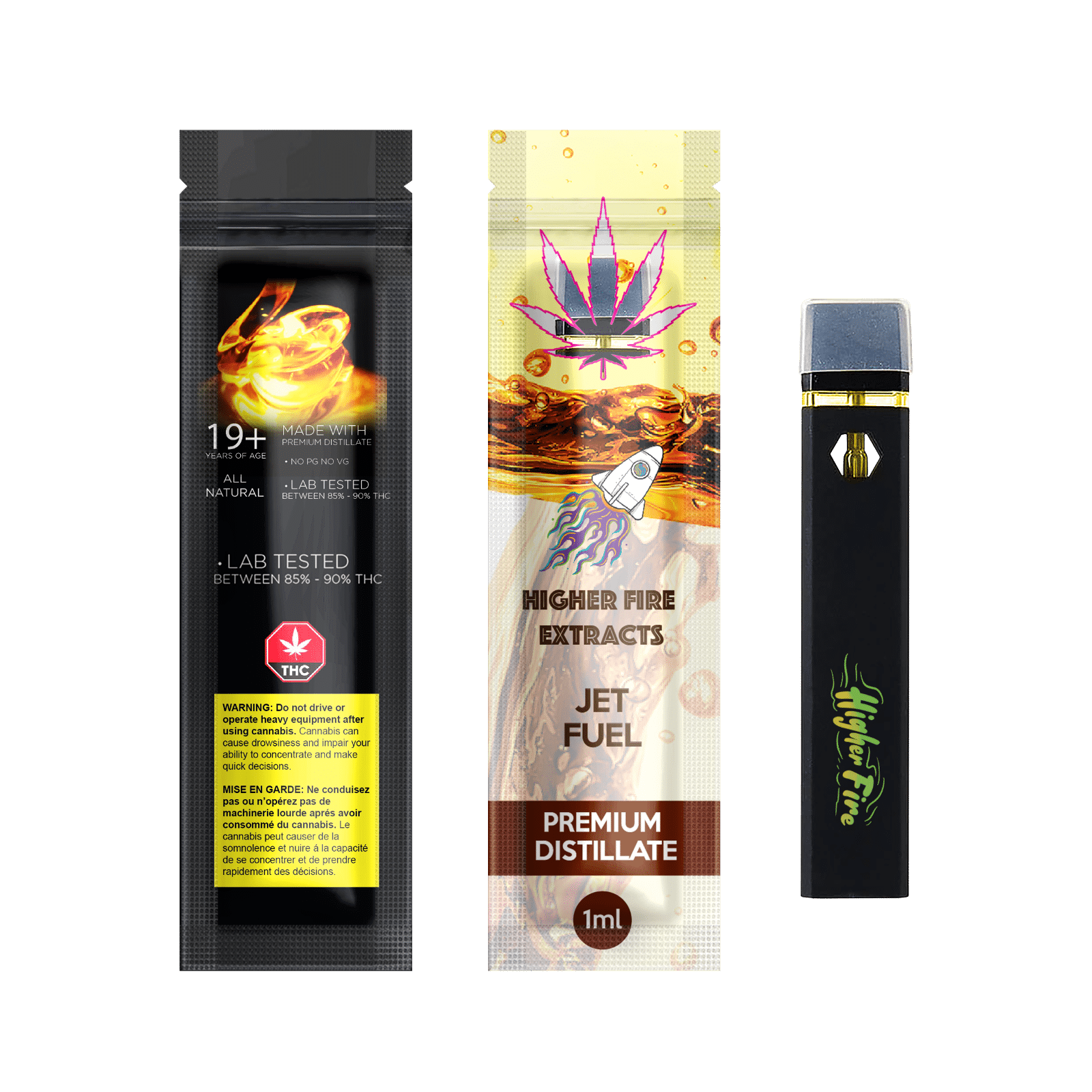 Photographie source: [ ] Higher Fire Full Disposable Pen – Jet Fuel – Sativa