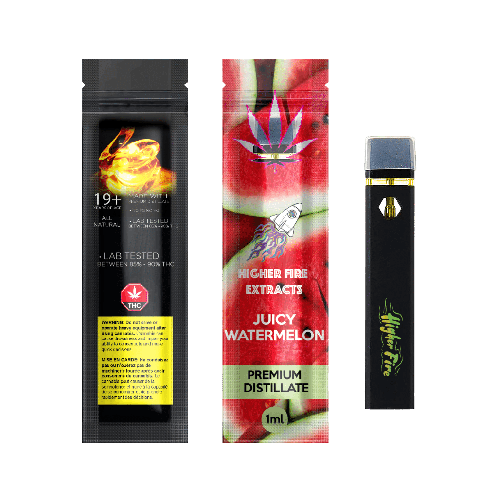 Photographie source: [ ] Higher Fire Full Disposable Pen – Juicy Watermelon – Indica