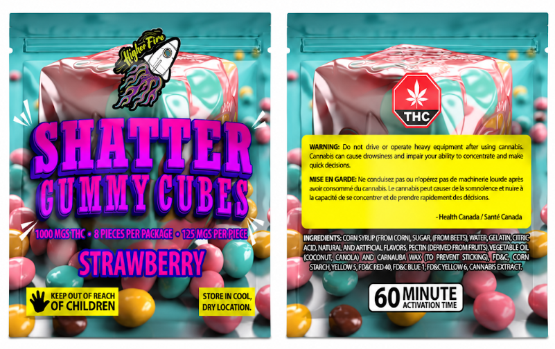Source photograph: [ ] Higher Fire THC Shatter Gummies – Strawberry