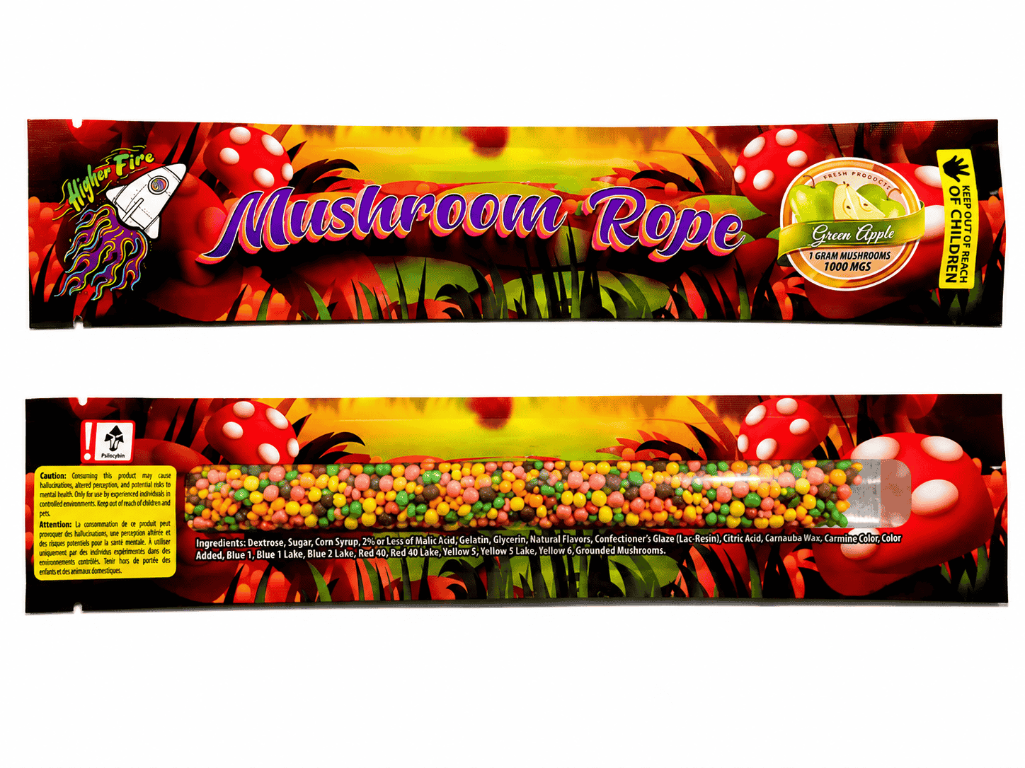 [1000mg] Higher Fire Mushroom Ropes - Green Apple