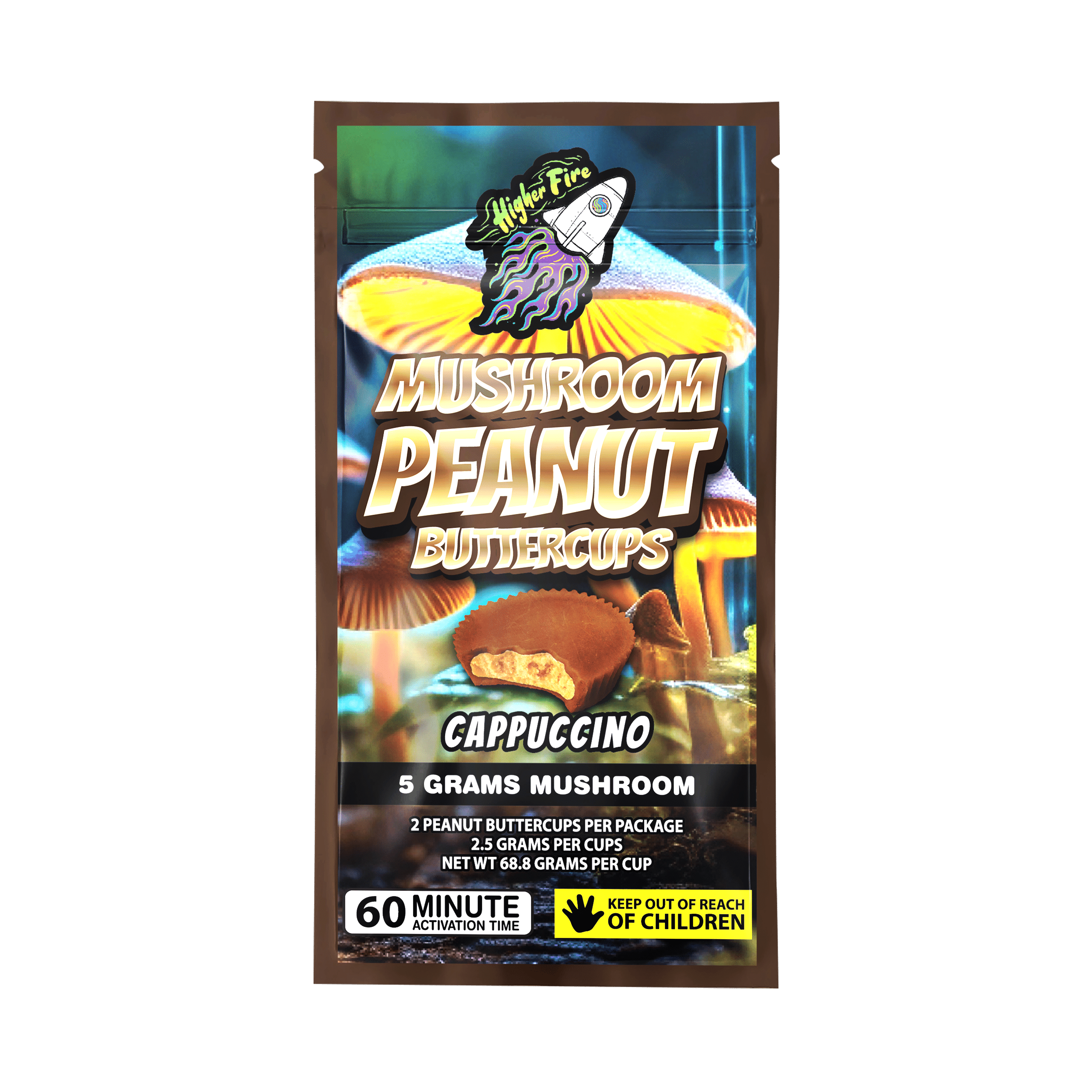 Photographie source: [ ] Higher Fire Mushroom Peanut Butter Cup – Cappuccino
