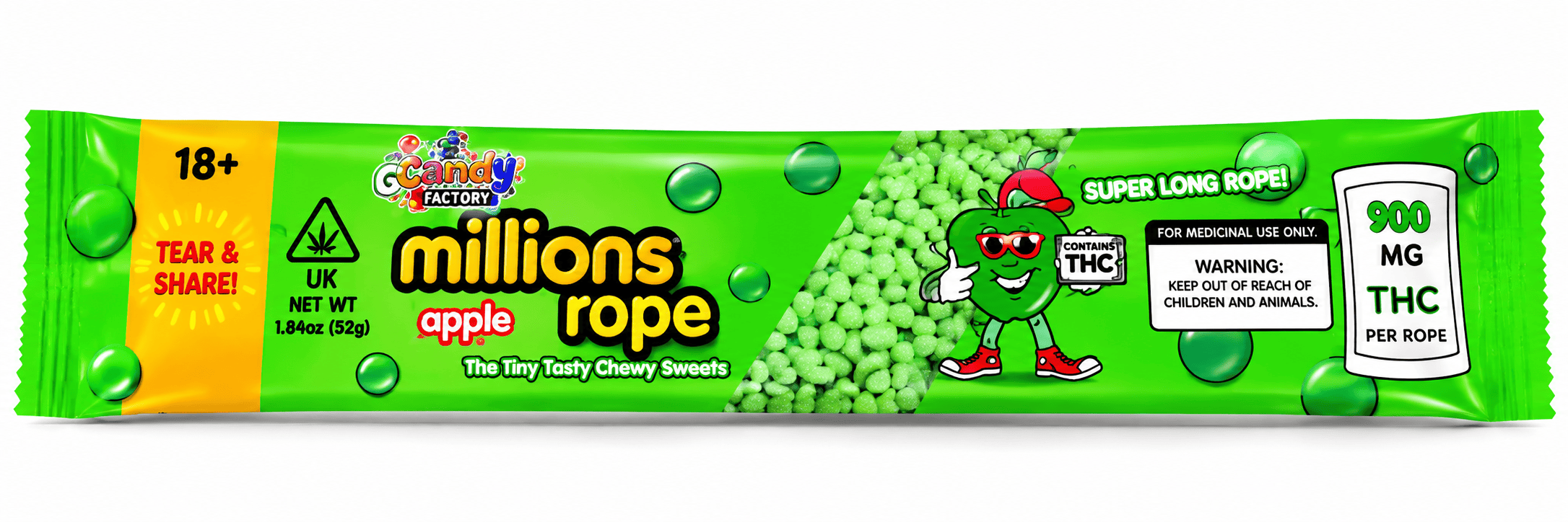 MILLIONS THC 800 Mgs Ropes- Green Apple