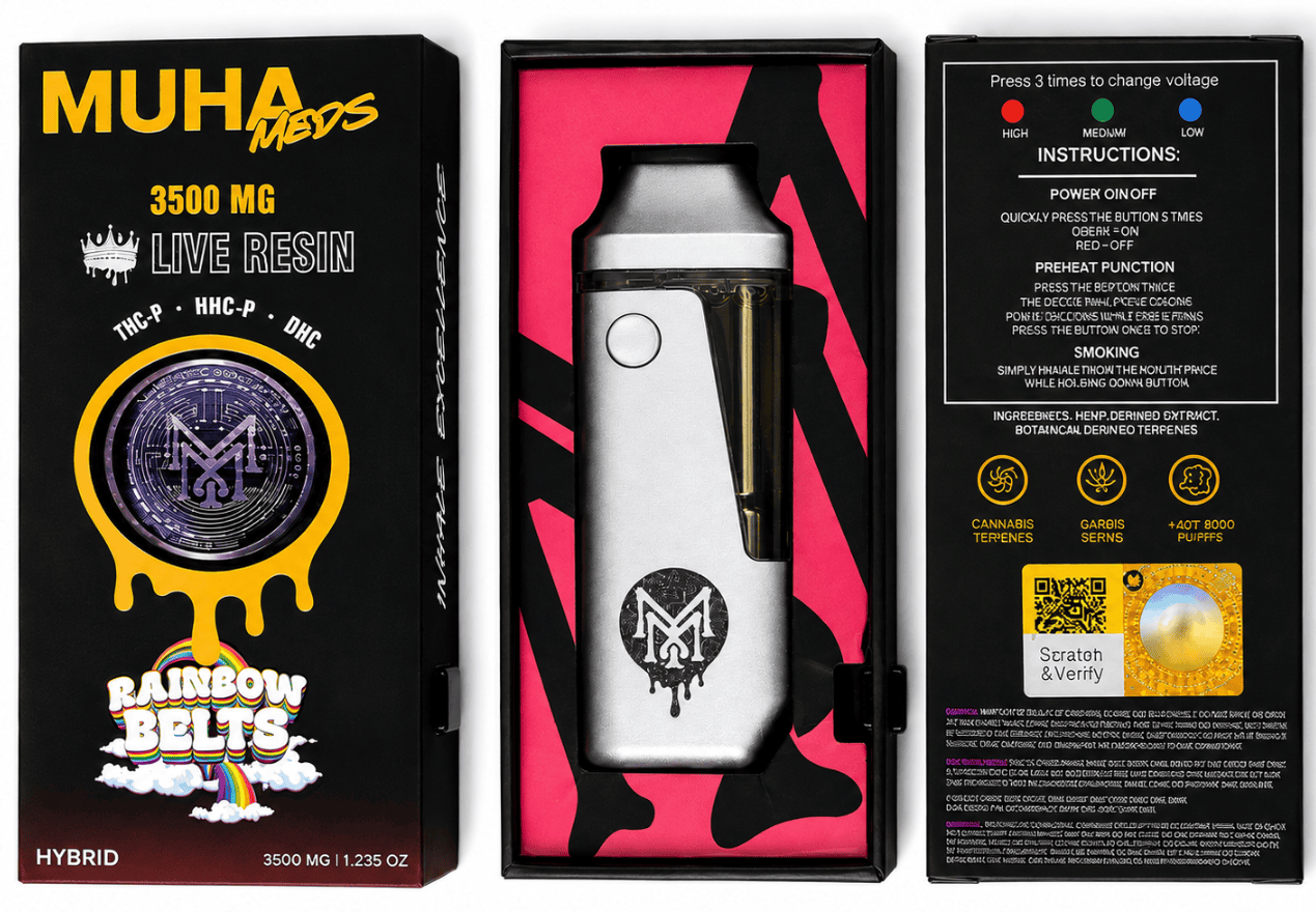 MUHA MEDS Rainbow Belts Hybrid Live Resin Disposable – 3500MG
