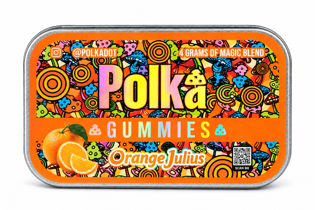 Source photograph: 🍊 POKADOT MUSHROOM GUMMY CUBES